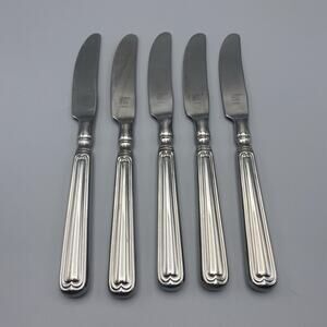J A‎ Henckels Vintage 1876 Dinner Knives 5pcs Stainless Flatware Outline Tipped